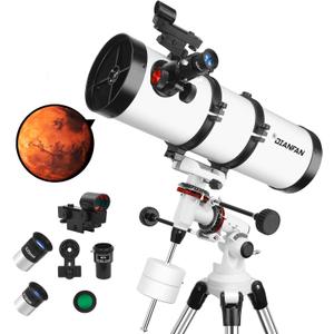 Telescope 150EQ Astronomical Reflector Telescopes for Adults,Professional Manual Equatorial Telescope for Beginners.Comes with 2X Barlow Lens Phone Adapter,Stainless Tripod and Moon Filter