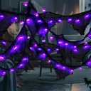 Tudomro 9.8 ft Halloween Decorations Purple Spider Lights with Black Gauze 30 LED Battery Operated Fairy Lights for Patio Garden Gate Yard Halloween Christmas Party Decoration
