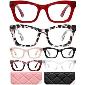 CCVOO 2.25 Stylish Reading Glasses for Women, Stylish Eyeglasses, Blue Light Readers for Women, Cheaters, (A7 Runway Rouge)