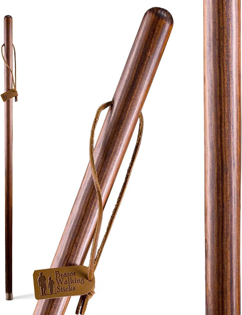 Brazos Handcrafted Wood Walking Stick, Pine, Trekker Style Handle, for Men & Women, Made in The USA, 55"