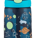Contigo AutoSpout Kids Water Bottle with Pop up-Straw, 14oz, BPA-Free Plastic, Blueberry & Bluberry Nightfall, Great for Home and School