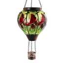 DREAMSKIP Large Hot Air Balloon Cardinal Solar Lantern Lights with Flame, Green Glass Balloon Lantern Waterproof Outdoor Decor for Garden Yard Patio, Birthday Mother's Day Gifts for Moms Women