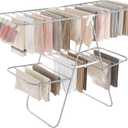 SONGMICS Clothes Drying Rack, Foldable 2-Level Laundry Drying Rack, Free-Standing Laundry Airer, with Height-Adjustable Wings, 33 Drying Rails, Sock Clips, Silver and White ULLR053W01V1, 2 Tiers22"d X 61.8"w X 64.3''h )