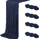 4 Pack Navy Blue Cheesecloth Table Runner 20 x 120 inch Gauze Table Runners 10 FT Long,Semi Sheer Boho Cheese Cloth Fabric Table Runner Bulk for Wedding,Party,Baby Shower,Bridal Shower Decoration