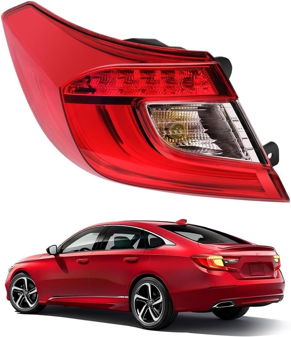 Pinkomoto Driver Side Tail Light Assembly Compatible with Honda Accord 2018 2019 2020 2021, Left Tail Lamp Set, Rear Outer Taillamp Replacement HO2804118