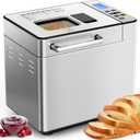 2LB Bread Maker Machine, 25 in 1 Programmable Bread Maker, Bread Machine with Fruits & Nuts Dispenser for Beginner, Breadmaker with Nonstick Ceramic Pan, Gluten-Free, Recipe, Gifts