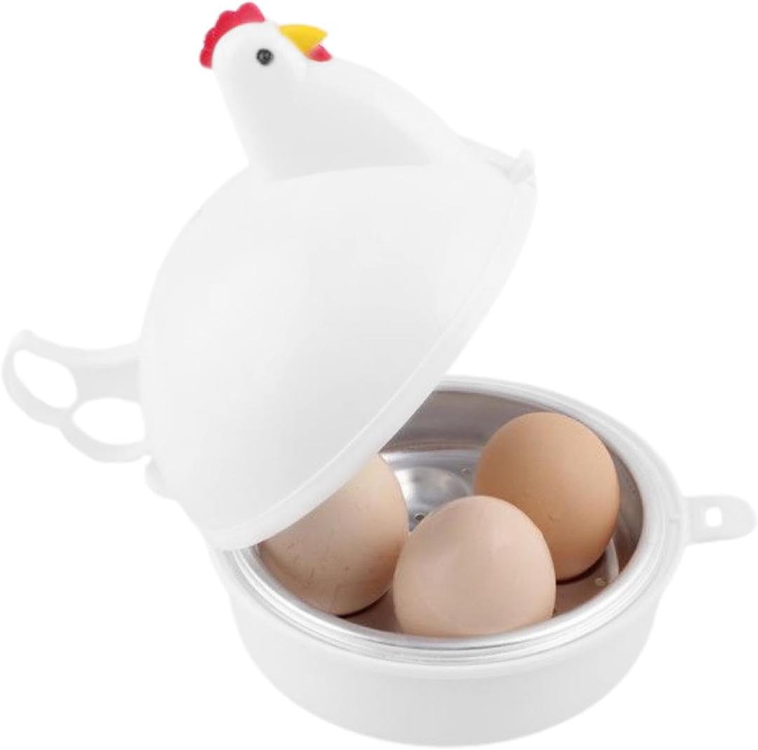 Microwave Egg Cooker, 4 Eggs Capacity Chicken Shaped Poacher Boiler Cooker, Microwave Egg Boiler, Cooker Boiler Steamer Gadgets for Cook Soft and Hard Boiled Eggs