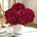 3 x MARTINE MALL 3Pcs 21in Hydrangea Artificial Flowers, Latex Real Touch Hydrangeas Lifelike Large Hydrangea Flowers for Home Decor Party Arrangements Wedding Bouquets Centerpieces (Burgundy)