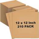 Henoyso 210 Pack 12 x 12 Inch Corrugated Cardboard Sheets Flat Cardboard Sheets Packaging Inserts Flat Square Inserts Squares Separators for Shipping Packing Mailing Crafts (Brown)