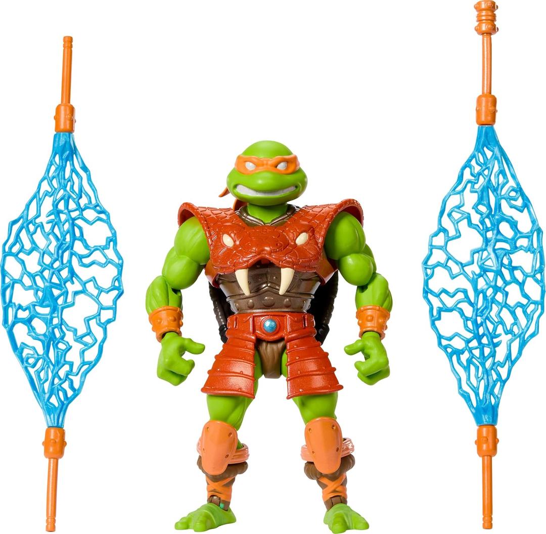 Masters of the Universe Masters of Universe Origins Turtles of Grayskull Michelangelo Reptile Wars Posable Action Figure, Teenage Mutant Ninja & Motu Crossover Hero Mikey Toy