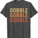 Thanksgiving Turkey Fun Gobble Gobble Gobble Men Boys T-Shirt L Dark Heather Grey 
