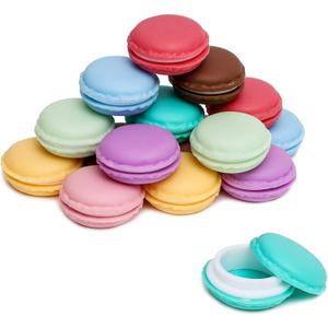 16 Pack Macaron Pill Case - Small Travel Storage Containers for Jewelry, Vitamins (8 Colors, 1.7 in) - Pill Container Macarons