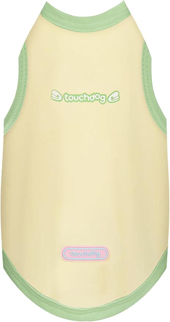 Touchdog Dog Cooling Shirt, Breathable Sleeveless Dog Shirts for Small Dogs, UPF 50+ Sun Protection Lightweight Quick-Dry Summer Vest Tank Top, Light Yellow,Size L