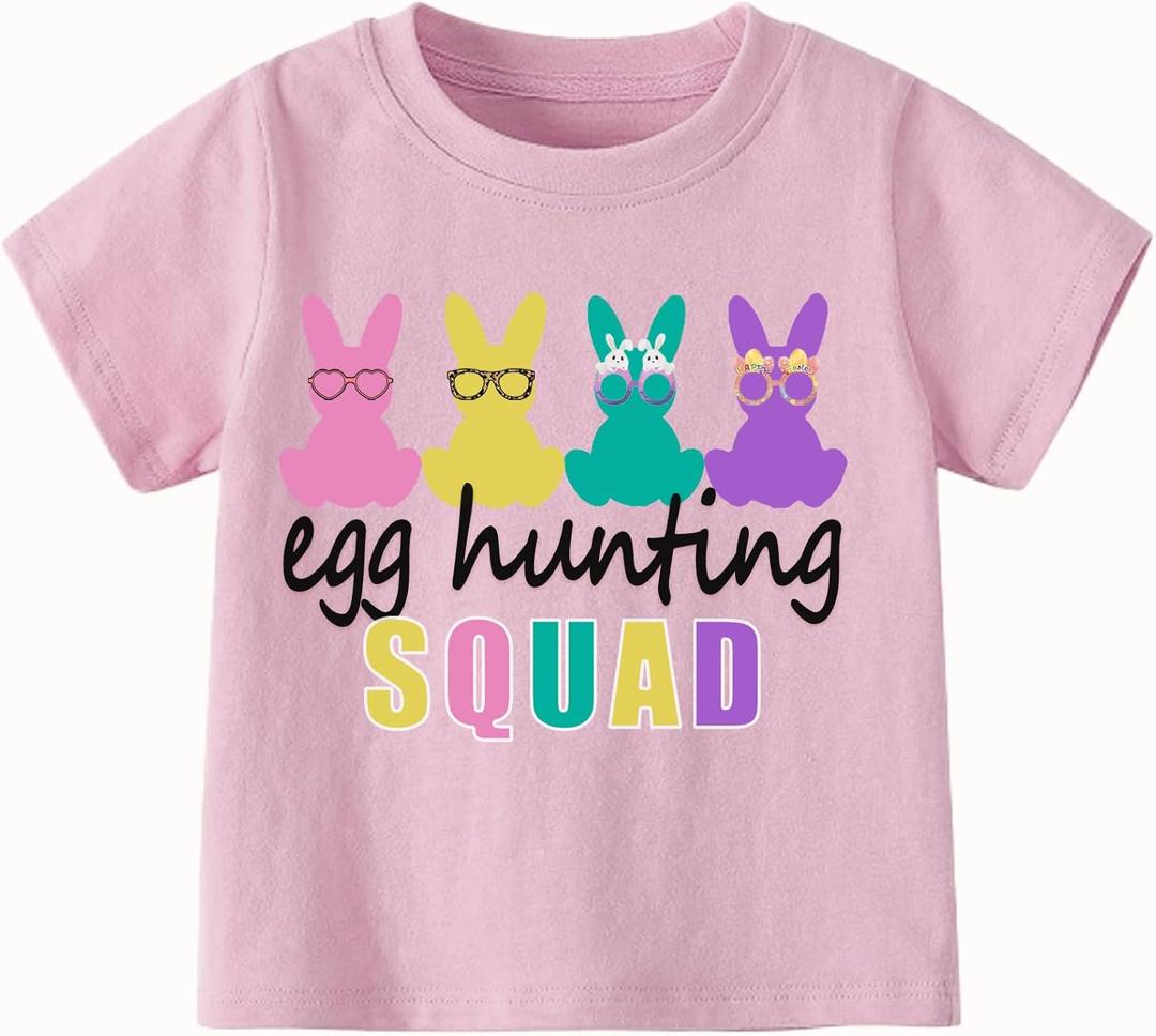 Girls Easter Shirts Kids Cotton Graphic Tees Casual T-Shirts (5-6 Years, 01 Bunny)