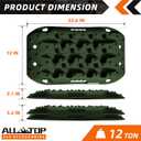 ALL-TOP Short Recovery Traction Boards, Off Road Bendable Tire Friction Tracks for Sand Mud Snow, 2PCS & Mounting Kit (3rd Gen, Army Green)