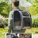 Pecute Cat Backpack Carrier Expandable , Foldable Pet Backpack for Cats & Small Dogs Up to 11lbs, with 4-Side Breathable Mesh, Multi-Entry & Lockable Zippers for Travel, Hiking, Camping - Hands Free,