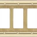 Monarch Abode Rocker Light Switch Cover Plate – 3-Gang Brushed Gold Decorator Wall Plates, Architectural Decorative Outlet Covers Wall Plates for Receptacle, GFCI Electric Outlet Cover, Pack of 1