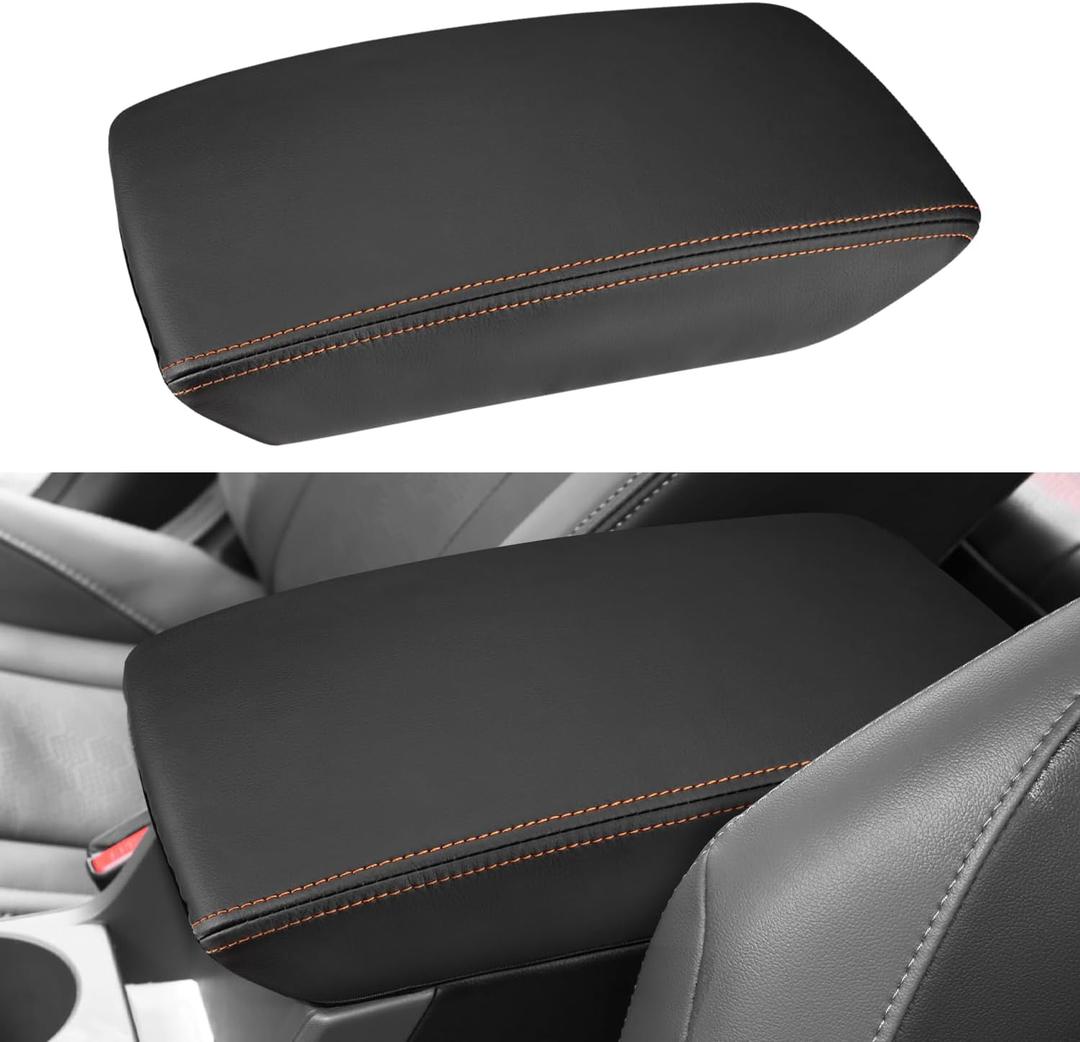 INTGET for 2026 Subaru Crosstrek/Impreza Accessories 2024 2025 Center Console Armrest Cover Leather Car Crosstrek Arm Rest Box Lid Middle Console Seat Cover Protector (Orange Stitches, 2024+)
