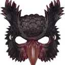L'VOW Adult Full Face Mask Animal Skull Mask Realistic Scary Head Mask for Masquerade Halloween Party (Black-owl)