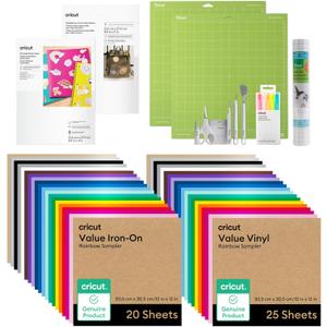 Cricut® All-in-One Materials & Accessories Bundle - Includes Vinyl, Iron-On HTV, Sticker Paper, Printable HTV, Tools, Mats, Pens, & More