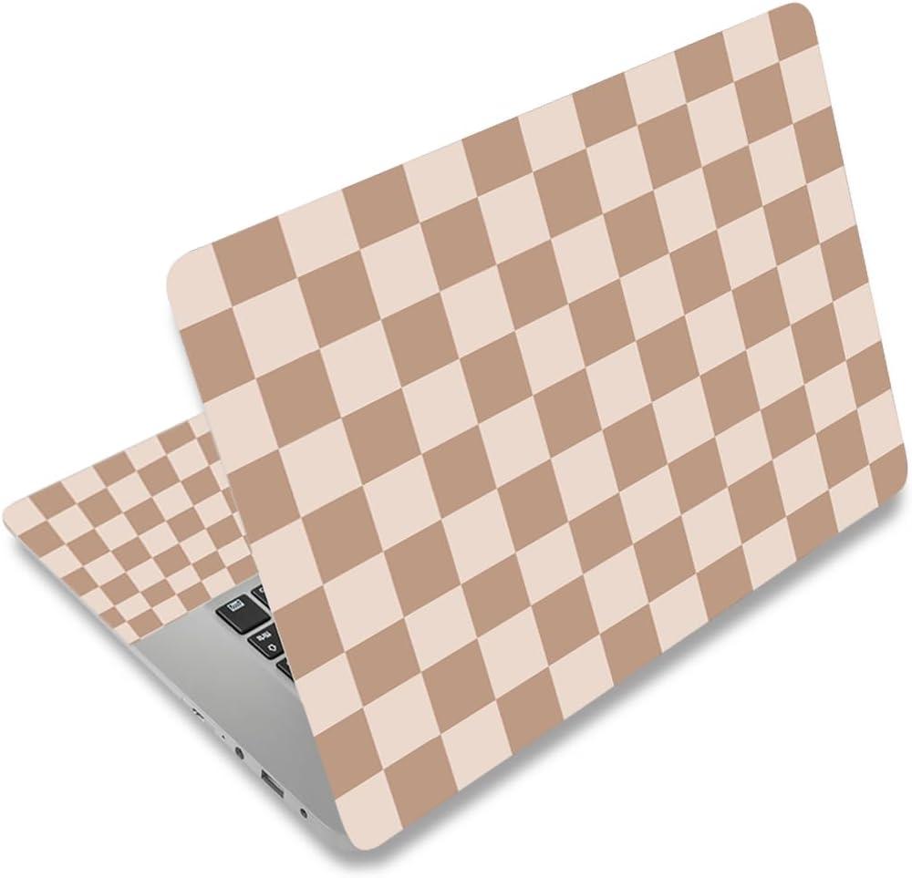 12.1 13 13.3 14 15 15.4 15.6 in Laptop Sticker Skin Decal, Cute Netbook Skins for Notebook PC, Universal Vinyl Laptop Decor Cover, Waterproof Art Protector I Milk Tea Brown Checkered
