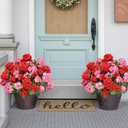 Artificial Geraniums Fake Flowers for Outdoors Decoration, 6 Bundles Silk Geraniums Flower UV Resistant Look Real Faux Plants for Front Door Garden Porch Planter Patio Balcony Yard Indoor Home, Mix