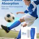 Soccer Shin Guards for Kids Youth Adults - 1-Pair Soccer Shin Defender with Honeycomb Compression Sleeves for Ski, Football, Baseball, MTB & Kickboxing 4-6 6-8 8-10 10-12 (3 Colors) (Small, Blue)