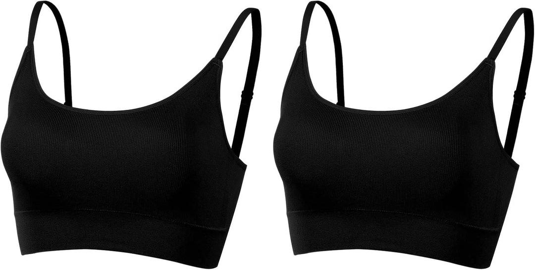 AMRIY Womens Sports Bras for Women Light Support Padded Workout Bras for Women Supportive Seamless Women's Wireless Yoga Bra Black, XL