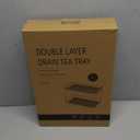 Seoneiro Whiskey Tray, Glass Cup Rack, Mug Holder, Coffee Cup Organizer, Bathroom Countertop Organizer with Drain Board Wine Glass Decorative, Food Tray, Kitchen Spice Rack (Amber-2)