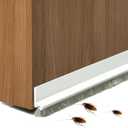 Door Sweep for Bottom of Door, 39.2" L Integrated Design with Brush, Self Adhesive Under Door Draft Stopper for Bottom of Door, Door Seal Dust/Noise/Hot or Cold Air Insulation, White 2" W