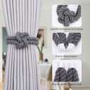 NICEEC 2 Pack Natural Cotton Rope Magnetic Curtain Tiebacks Elegant Knot Decor Drape Tie Backs Boho Style Soft Hand Weave Rope Curtain Holdbacks for Home & Office Window Drapery (Dark Grey)