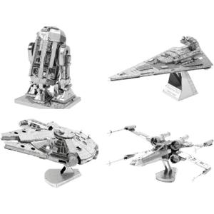 Metal Earth 3D Model Kits - Star Wars Set of 4 - X-Wing, Millenium Falcon, Imperial Star Destroyer and R2-D2