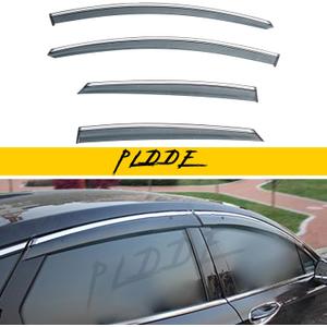4X Window Visors Compatible with 2013-2020 Fusion Smoke Tint with Chrome Trim Outside Mount Tape On/Clip On Style PVC Sun Rain Guard Vent