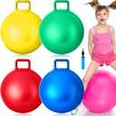 Lewtemi 4 Pcs 22 Inch Hopper Ball Carnival Outdoor Games Jumping Hopping Inflatable Bouncing Ball with Handle and Air Pump for Adult Sport Exercise(Bright Colors)