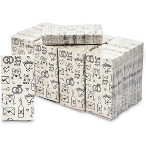 Wedding Theme Facial Tissues - 24 Pack 3-ply Travel Size Pocket Tissue Party Favors, 240 Count Total
