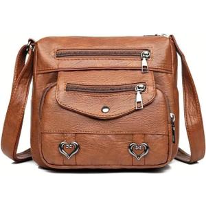 Genuine Leather Purses for Women Crossbody Bags Small Shoulder Clutch Phone Cross Body Phone Purses Handbags Trendy (Brown)
