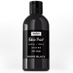 Nicpro Black Fabric Paint for Furniture, 8.45 oz (250 ml) Fabric Paint for Clothes Permanent, Soft Rich Pigment Non-Toxic Textile Paint for Fabric DIY Crafts T-shirts Shoes Jeans for Kid Adult