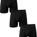 Shinesty Hammock Support Mens Boxer Briefs with Pouch (Large, Black) Pack Of 3