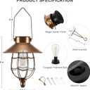 pearlstar 2 Pack Solar Lantern Outdoor Hanging Light Waterproof Metal Solar Lamp for Yard Garden Pathway Patio Porch Decor(Copper)