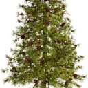 Nearly Natural 7ft. Wyoming Alpine Artificial Christmas Tree with 200 Clear (Multifunction) LED Lights and Pine Cones on Natural Trunk