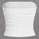 SOLY HUX Women's Tube Tops Summer Casual Ruched Strapless Sleeveless Crop Top Sexy Bandeau Tops (White, M)