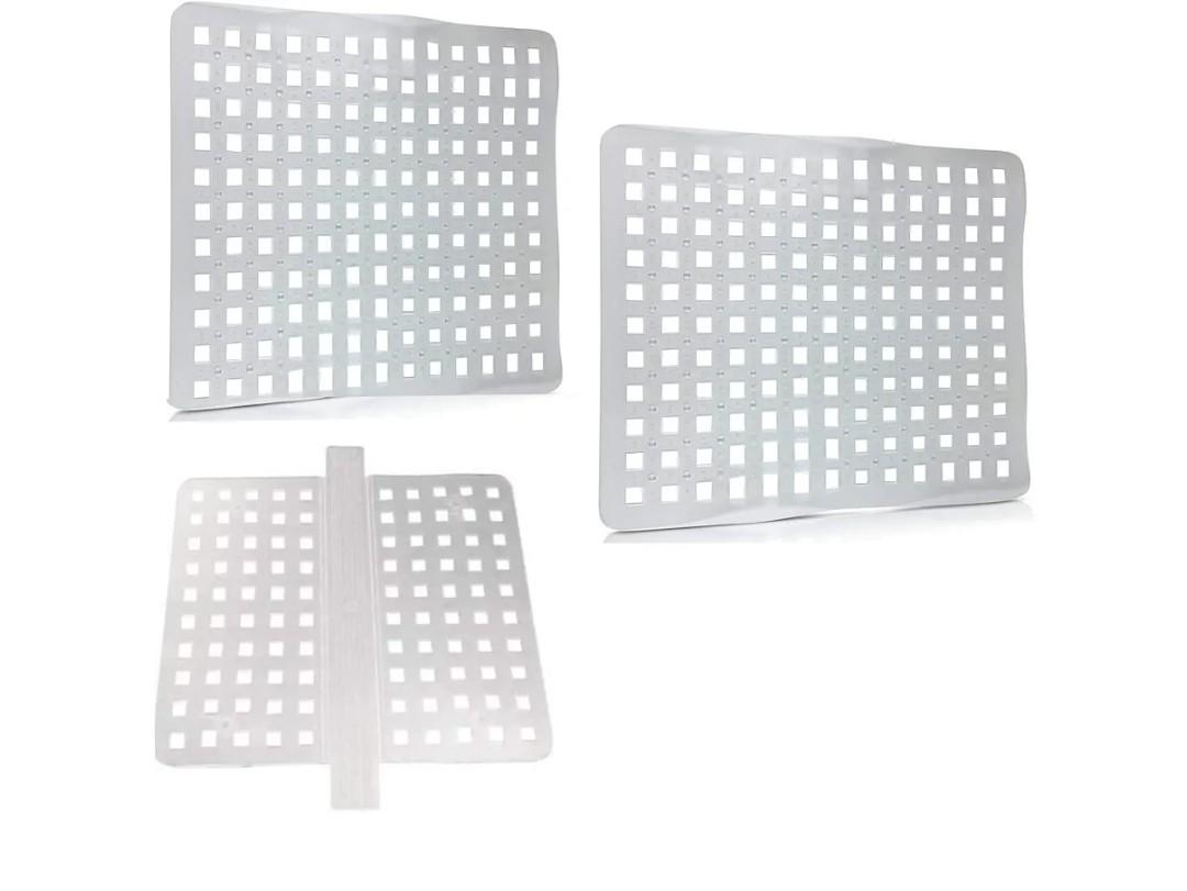 New Clear Kitchen Dish Safe Sink Protector Mat Pad Set, 3 Piece Combo Set Includes 2 Mats and 1 Saddle