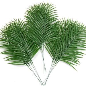 CLONG 12pcs Artificial Palm Leaves Tropical Plants Faux Fake Palm Fronds Plant (Green)