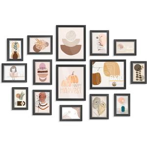 15 Pack Picture Frames, Three 8x10, Six 5x7, Six 4x6, Gallery Wall Frames Sets, Photo Frames for Home Living Room Wall Decor, Black