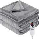Electric Heated Blanket Throw Size 50" x 60", Super Cozy Soft with 6 Heating Levels & 3 Hours Auto Off, Machine Washable, Home Office Use, Gray
