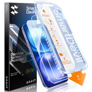 SMARTDEVIL 2 Pack for iPhone 16/ iPhone 15 Screen Protector, 9H Hardness Military Grade Shatterproof, HD Clear Tempered Glass with Auto Dust-Elimination, Bubble Free, Easy Installation, Case Friendly