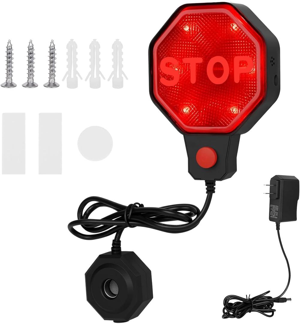Garage Parking Sensor, Adjustable Garage Car Stop Indicator with Red/Yellow/Green LED Display, Set Stop Distance 6"–6 Ft, Battery (Not Included) or Power Cord Powered (Black)