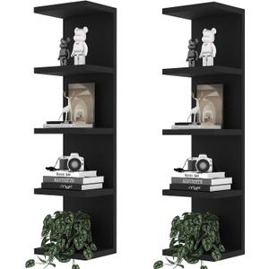 5 Tier Lack Floating Shelf,Set of 2 Black Wall Shelf Unit,Display Shelf