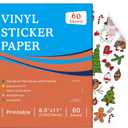60 Sheets Premium Printable Vinyl Sticker Paper Clear - 8.5x11" for Inkjet Printers, Waterproof Tear Resistant, Dries Quickly, Vivid Colors, Easy to Cut for Cutting Machines, DIY Self-Adhesive Labels
