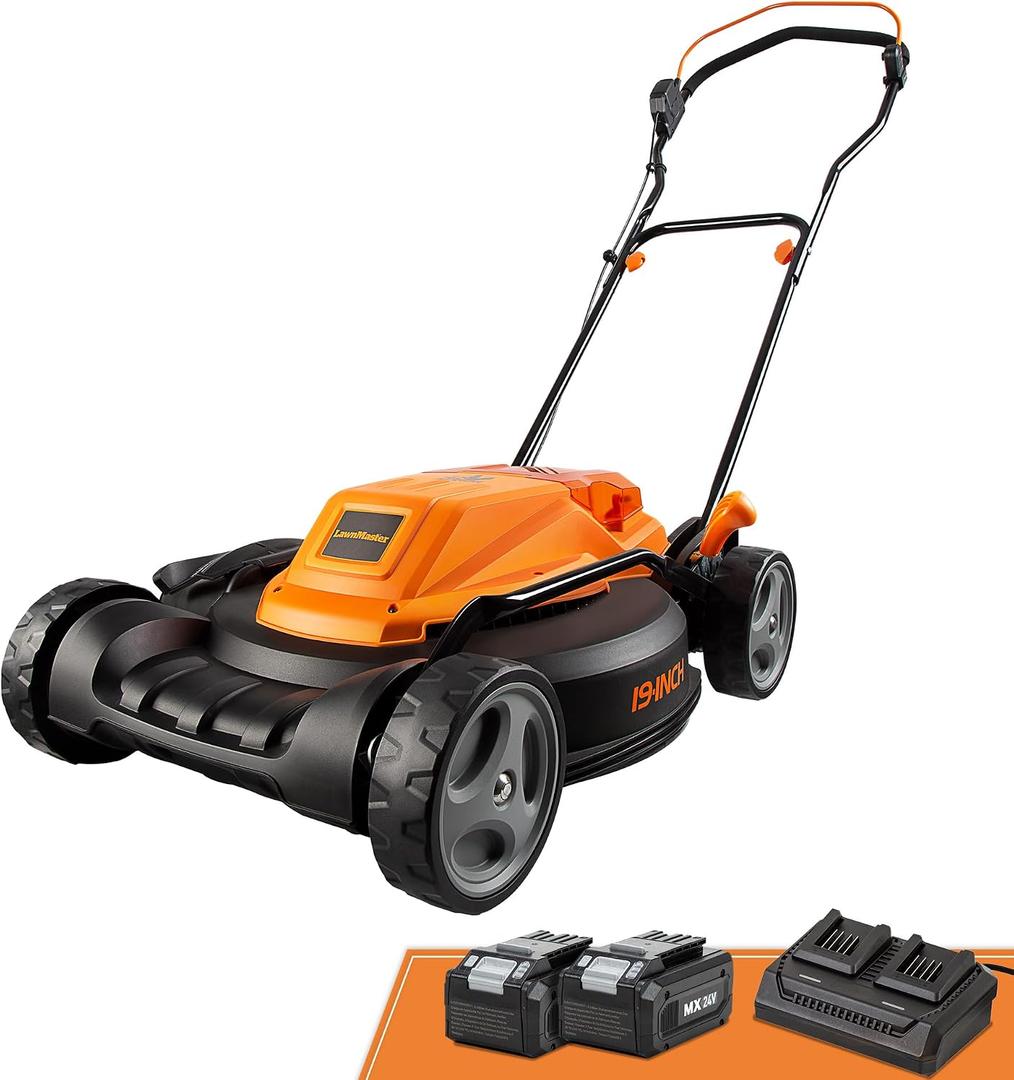 LawnMaster 48V MAX 19-inch Brushless Cordless Lawn Mower, CLMF4819X
2X24V MAX 4.0Ah Battery, Dual Charger, 6 Cutting Positions